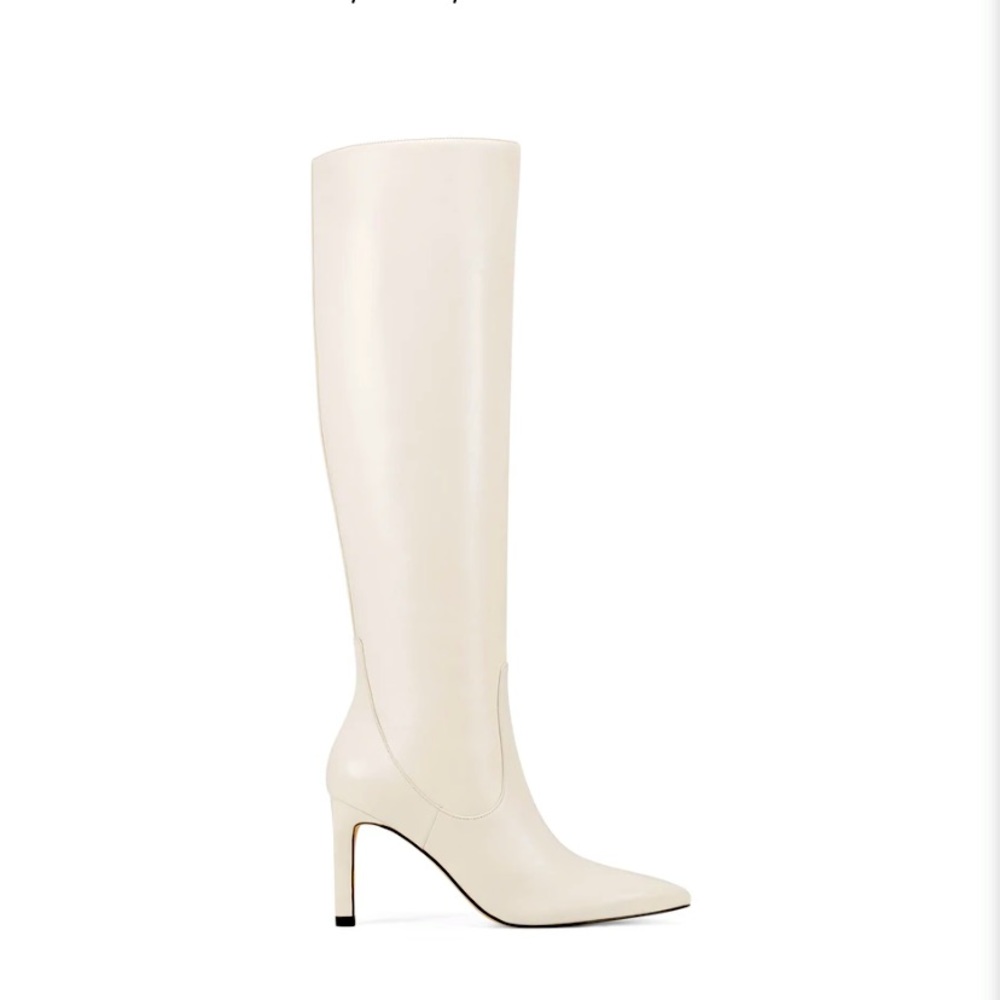 Nine West Tall Cream Leather Bootie